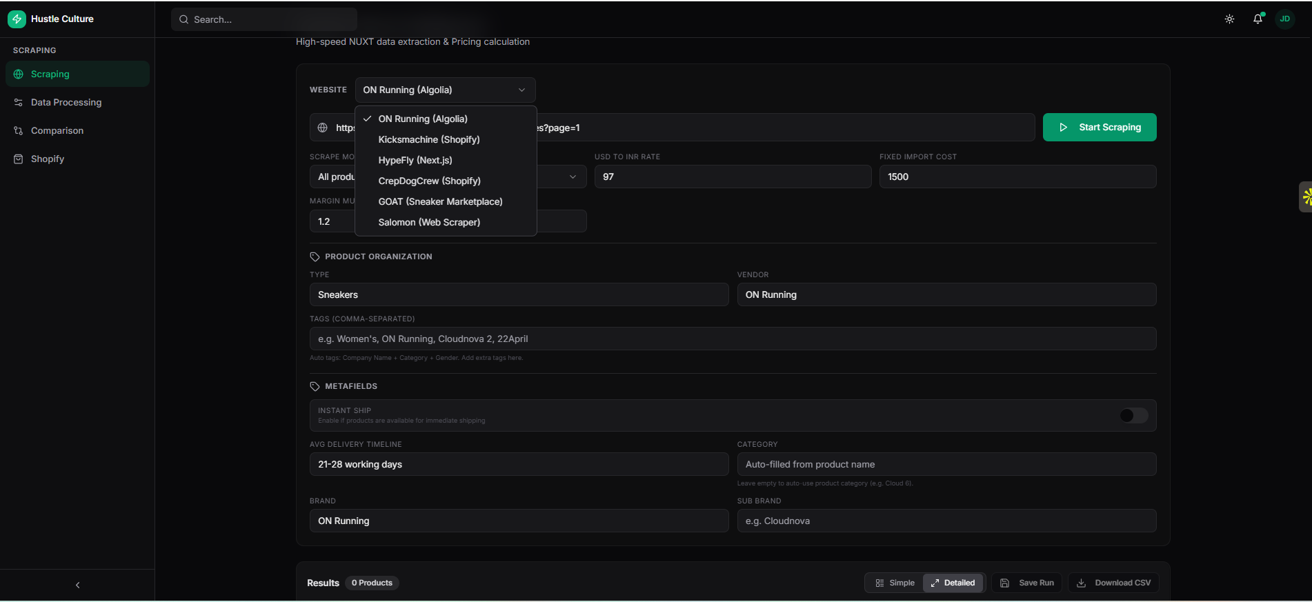 Shopify Product Scraping Automation — Scraping & Automation case study